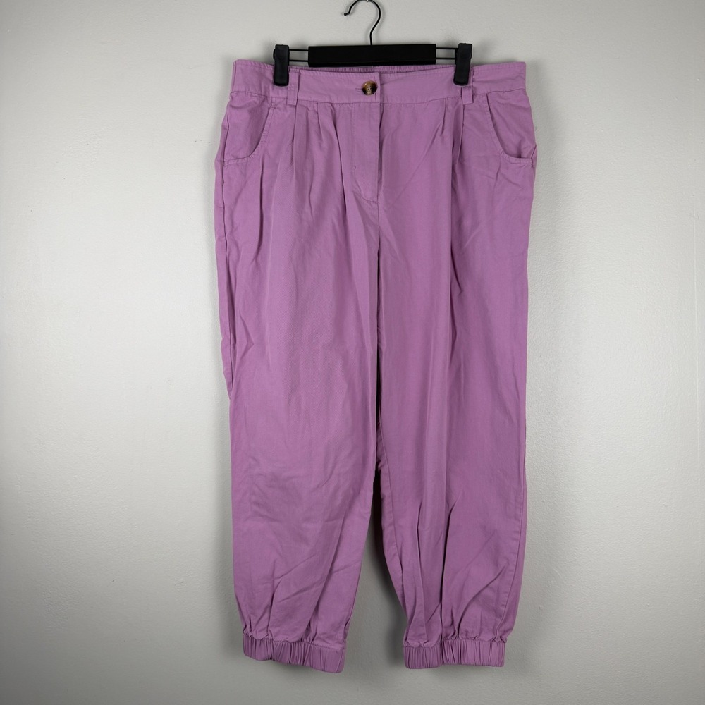 Halara Jogger Pants‎ Womens XL (33x23.5) Purple Cotton High-Rise Cropped Pleated